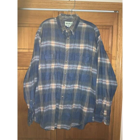Eddie Bauer Bainbridge Sz Large/Tall Flannel Button‎ Down Relaxed Fit - Picture 1 of 6